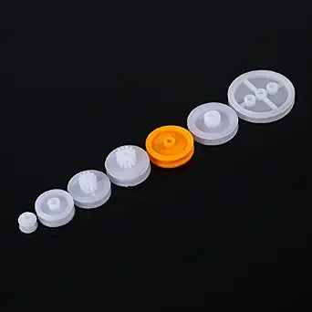 7pcs Plastic Pulley Kits Set, Wearable Long Life DIY Model Accessories with 7 Gear Parts for Toy Cars Robots Automobiles